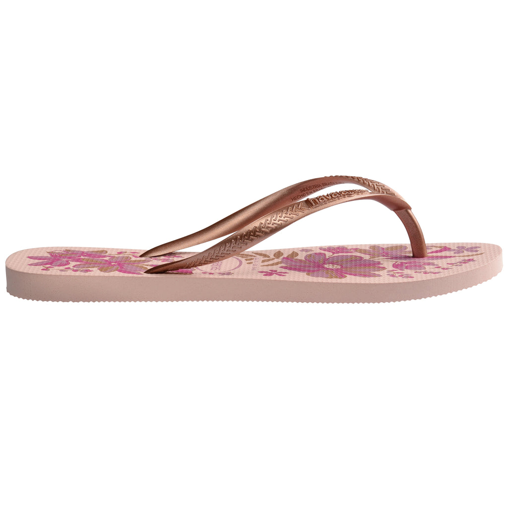 Women's Slim Organic Flip Flops - Pink/Gold