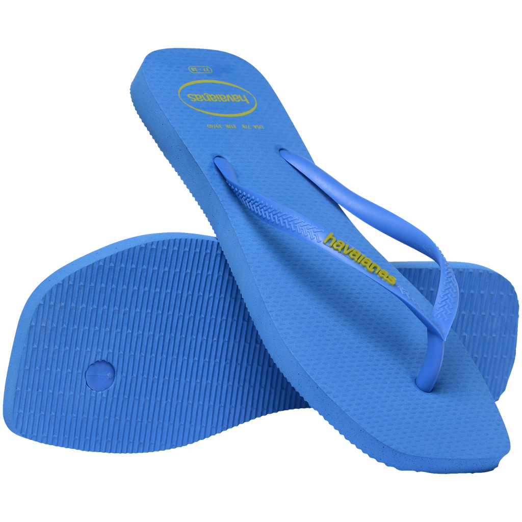 Women's Slim Square Logo Pop Up Flip Flops - BRILLIANT BLUE