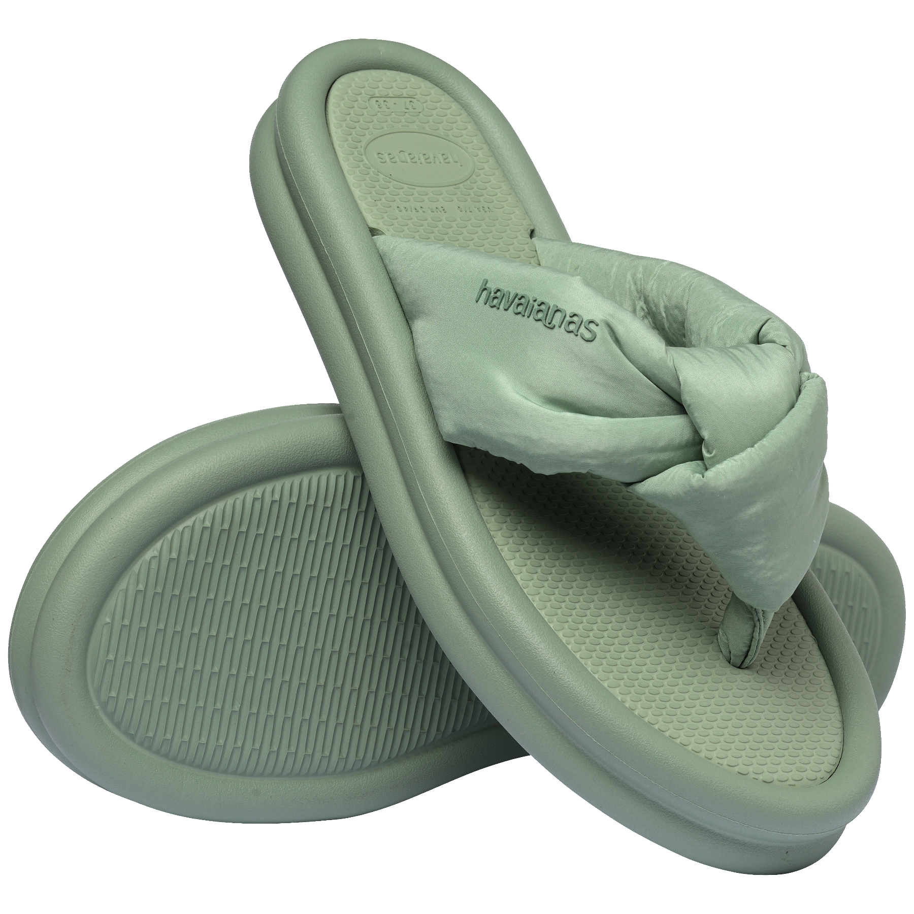Women's Over Puffed Flip Flops - SMOKE GREEN