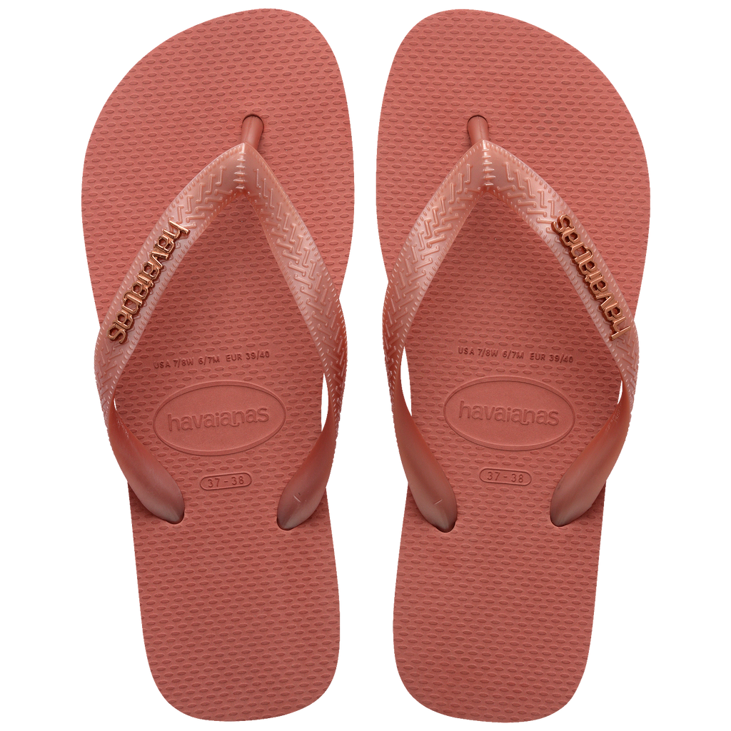 Women's Top Logo Metallic Flip Flops - CANYON CLAY