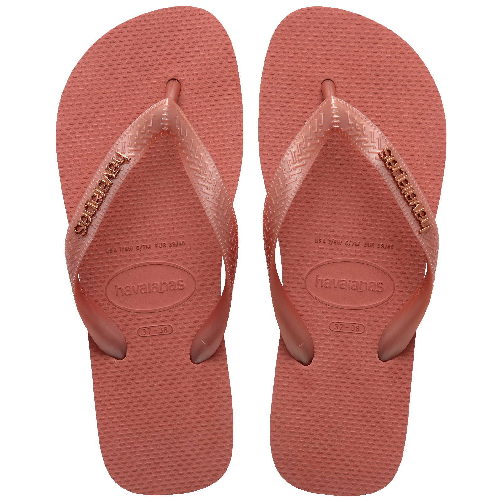 Women's Top Logo Metallic Flip Flops - CANYON CLAY