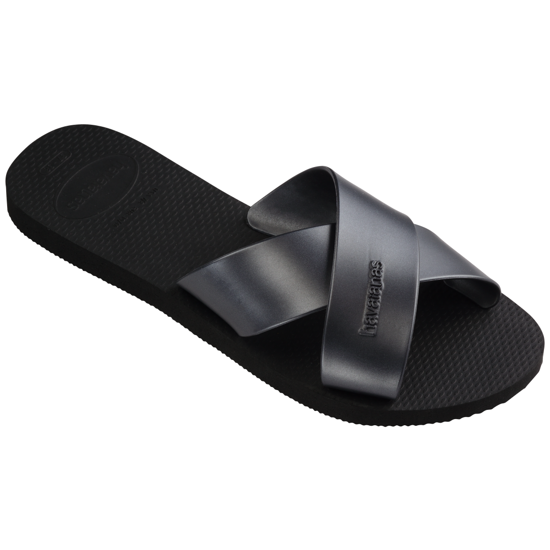 Women's Aqua Metallic Sandals - Black