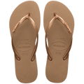 Women's Slim Logo Metallic Flip Flops - Rose Gold