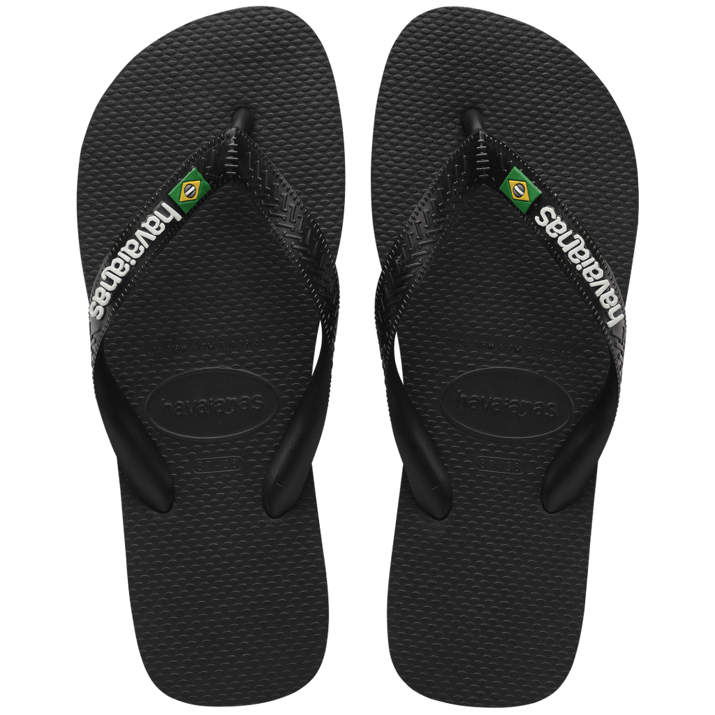 Women's Brazil Logo Flip Flops - Black/Black
