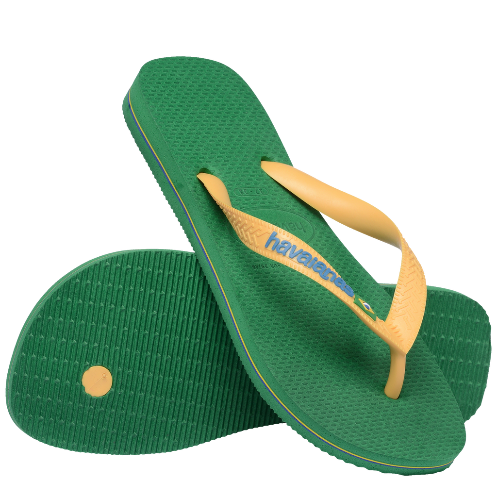 Women's Brazil Logo Flip Flops - GREEN/YELLOW