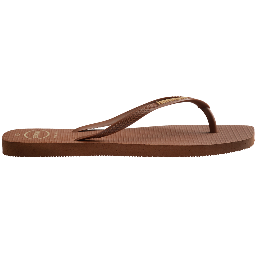 Women's Slim Square Logo Pop Up Flip Flops - RUST