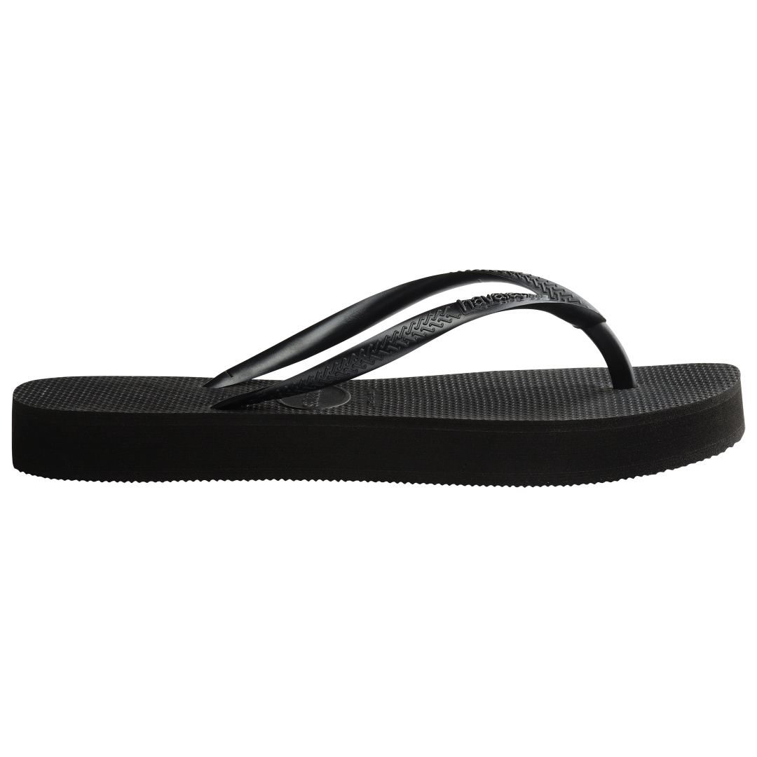 Women's Slim Flatform Flip Flops - Black