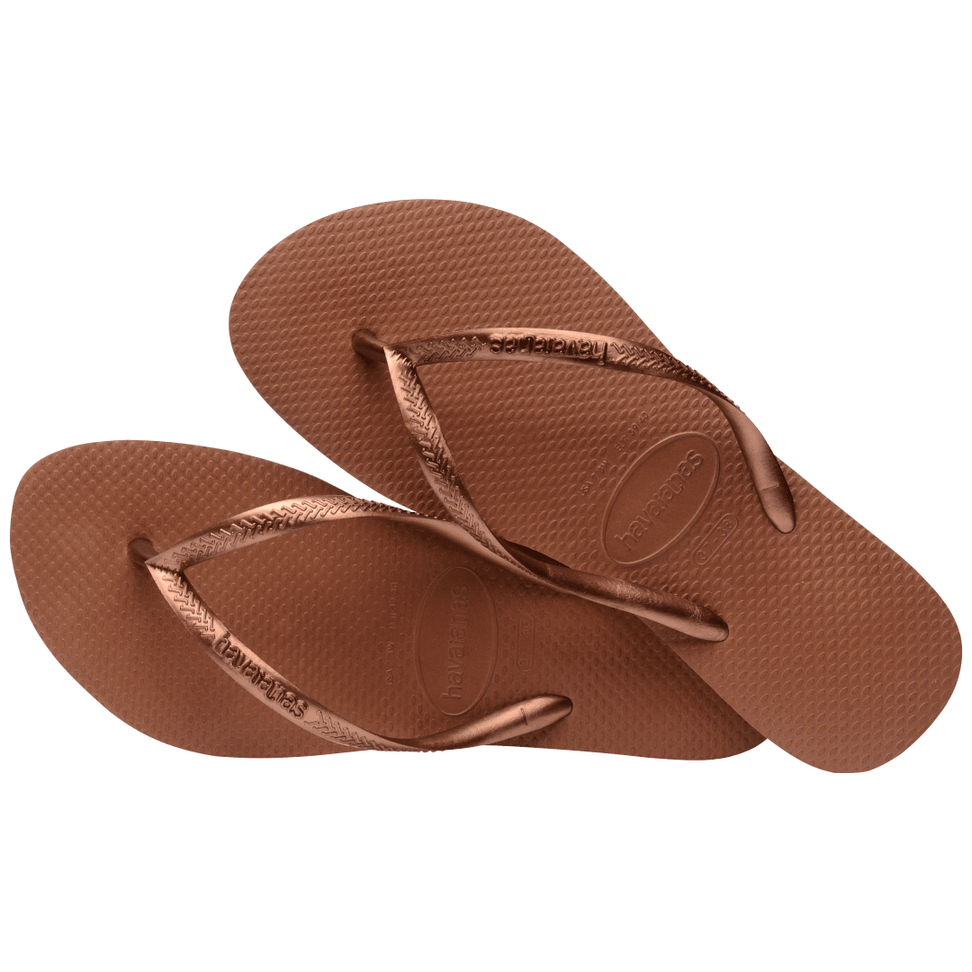 Women's Slim Flip Flops - Rust/Metallic Copper