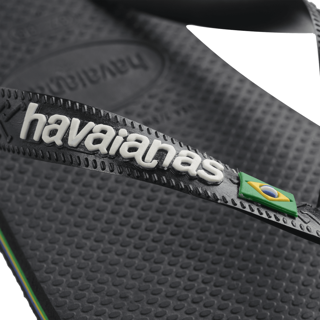 Men's Brazil Logo Flip Flops - Black/Black