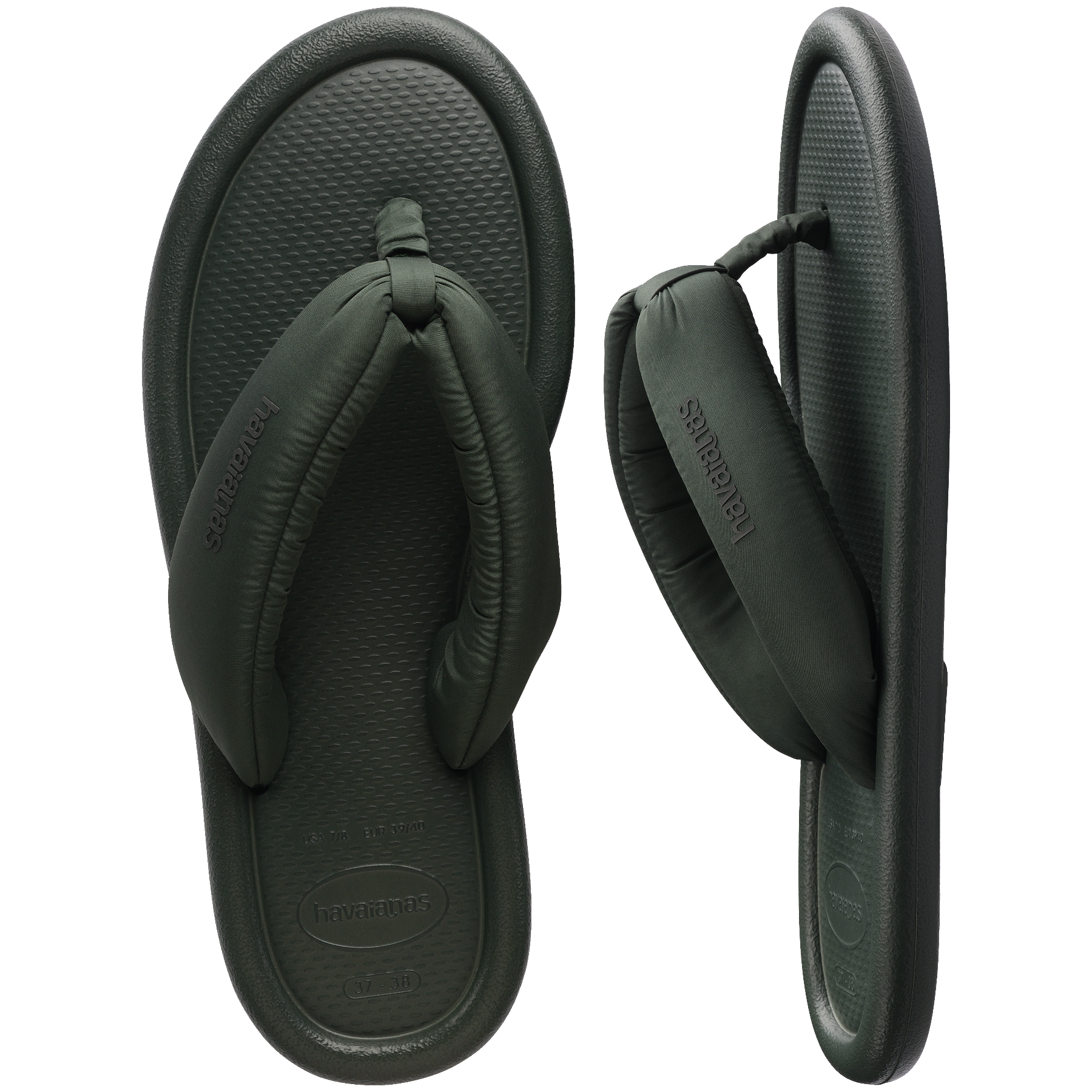 Women's Maxi Puffed Flip Flops - GREEN OLIVE