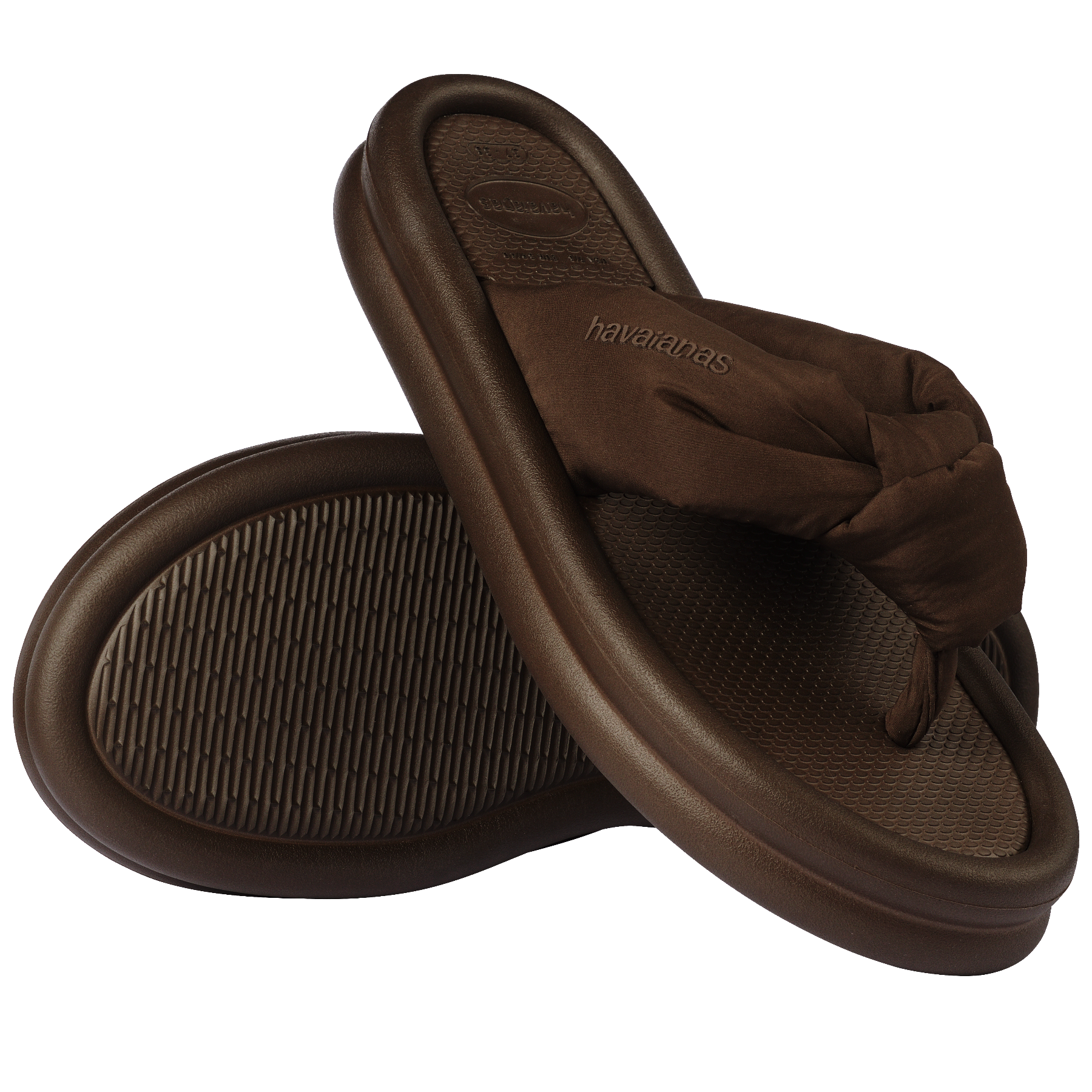 Women's Over Puffed Flip Flops - DARK BROWN