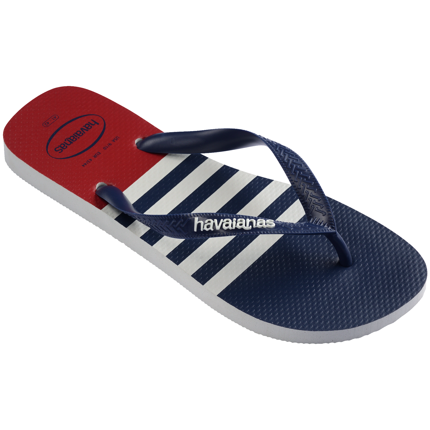Men's Top Nautical Flip Flops - White/Navy/Red Apache