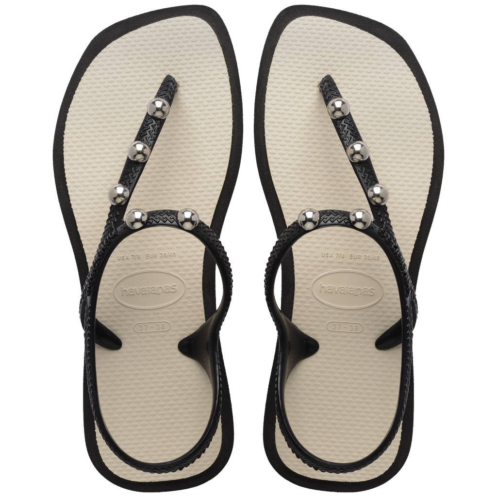 Women's Flash Fusion Sandals - BLACK/BEIGE STRAW