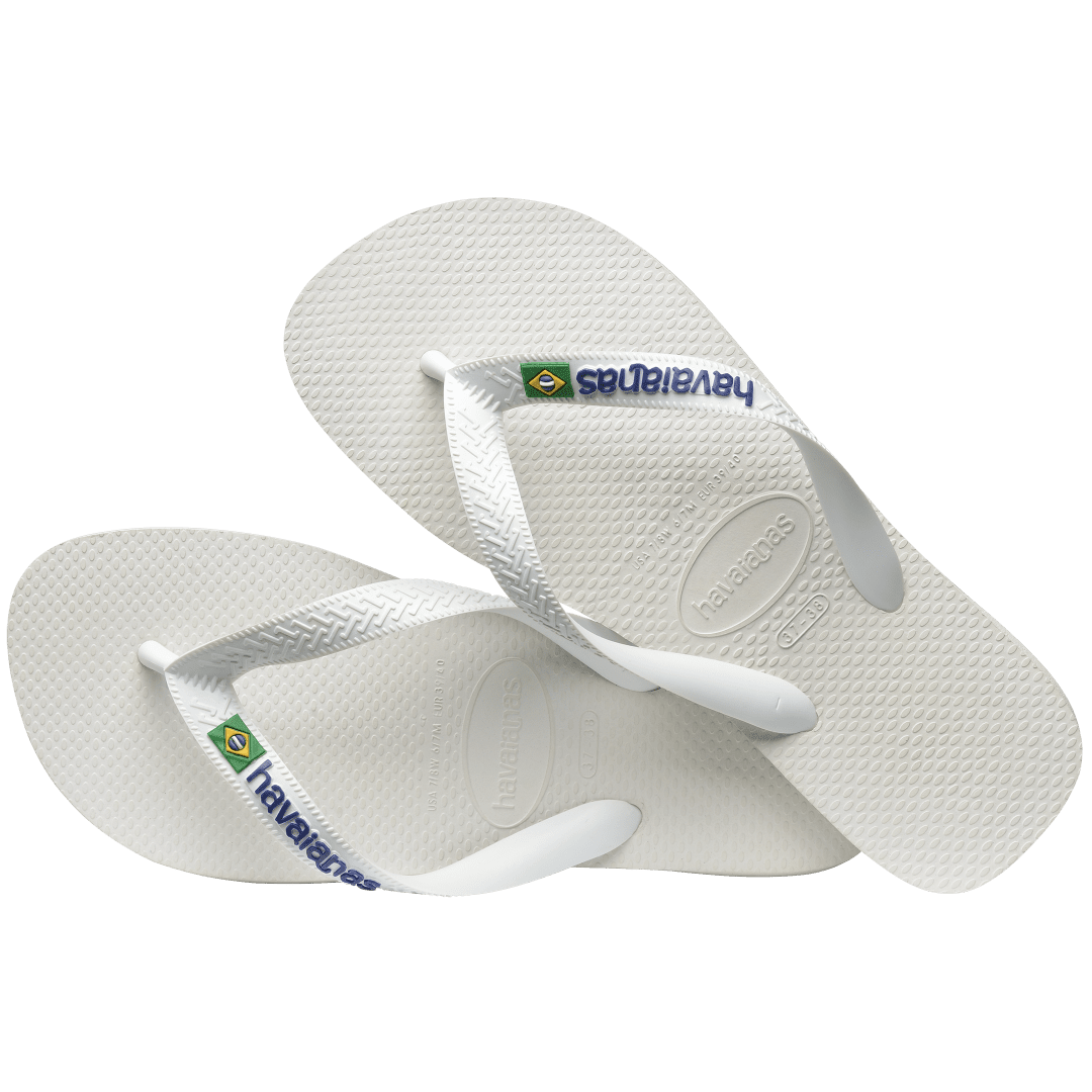 Men's Brazil Logo Flip Flops - White