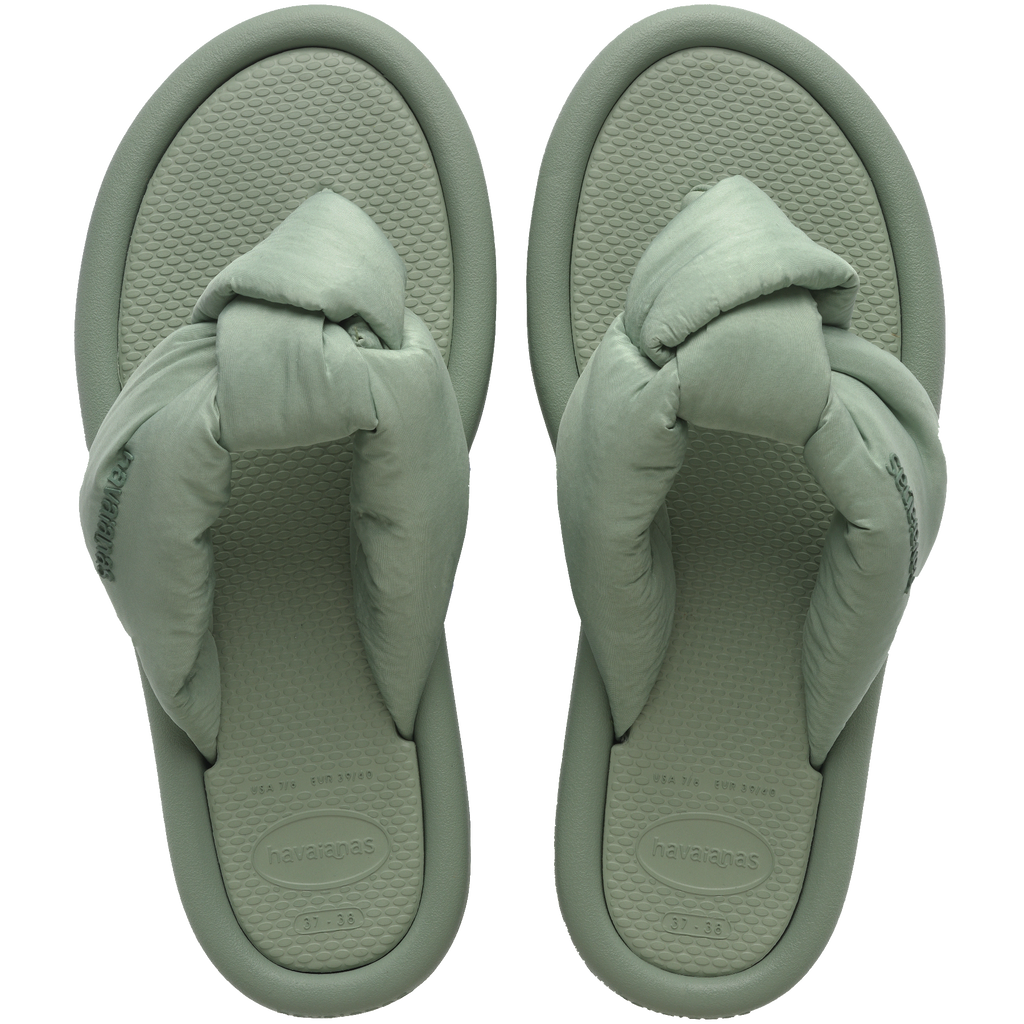 Women's Over Puffed Flip Flops - SMOKE GREEN