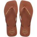 Women's Slim Square Logo Pop Up Flip Flops - RUST