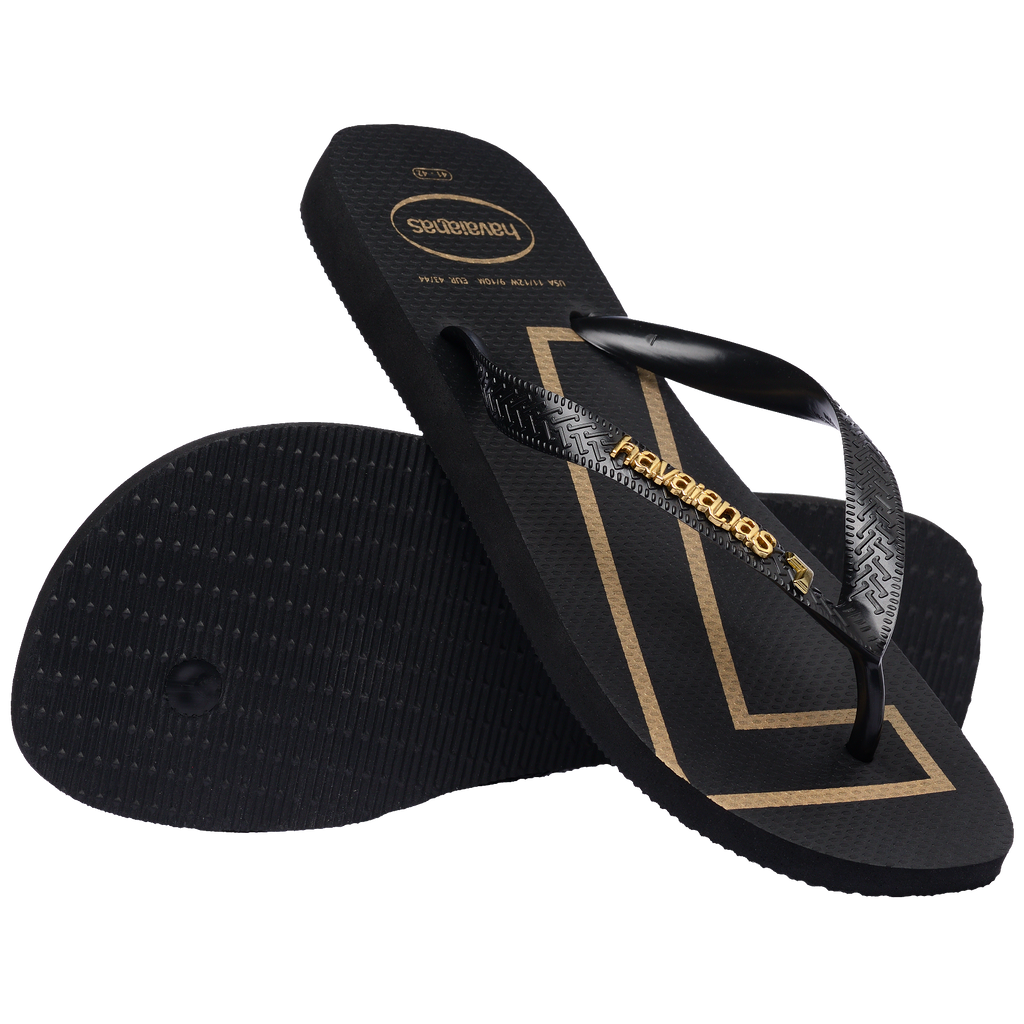 Women's Vini Jr. Golden Top Flip Flops - Black