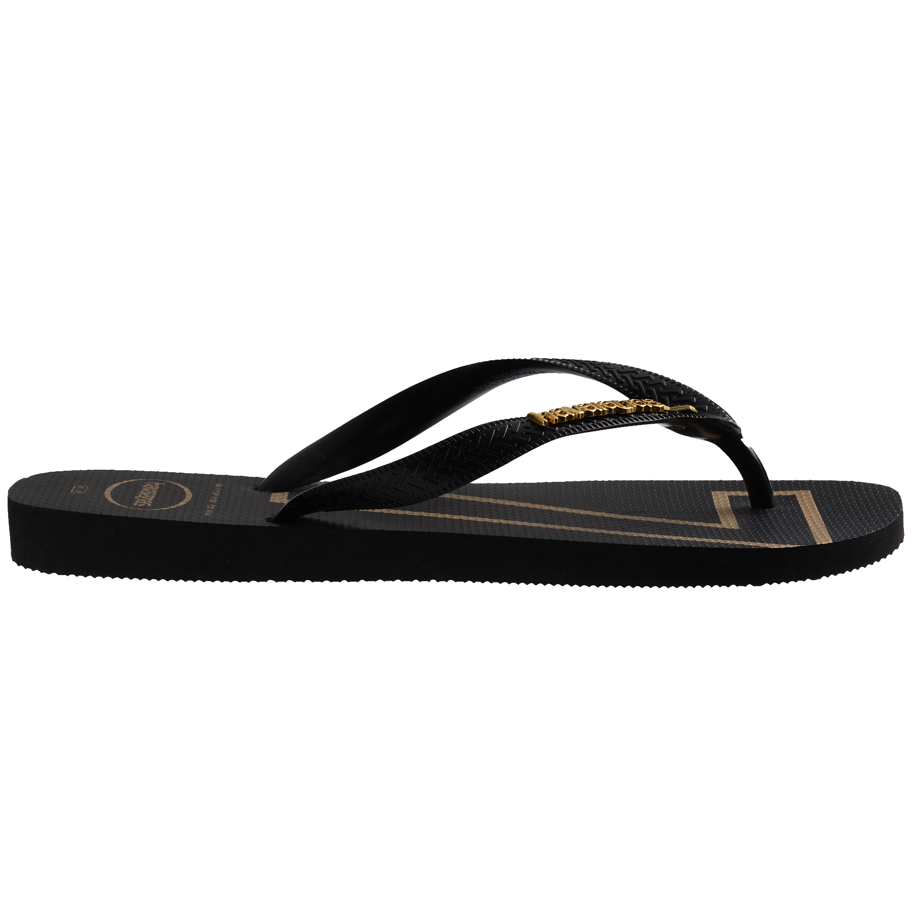 Women's Vini Jr. Golden Top Flip Flops - Black