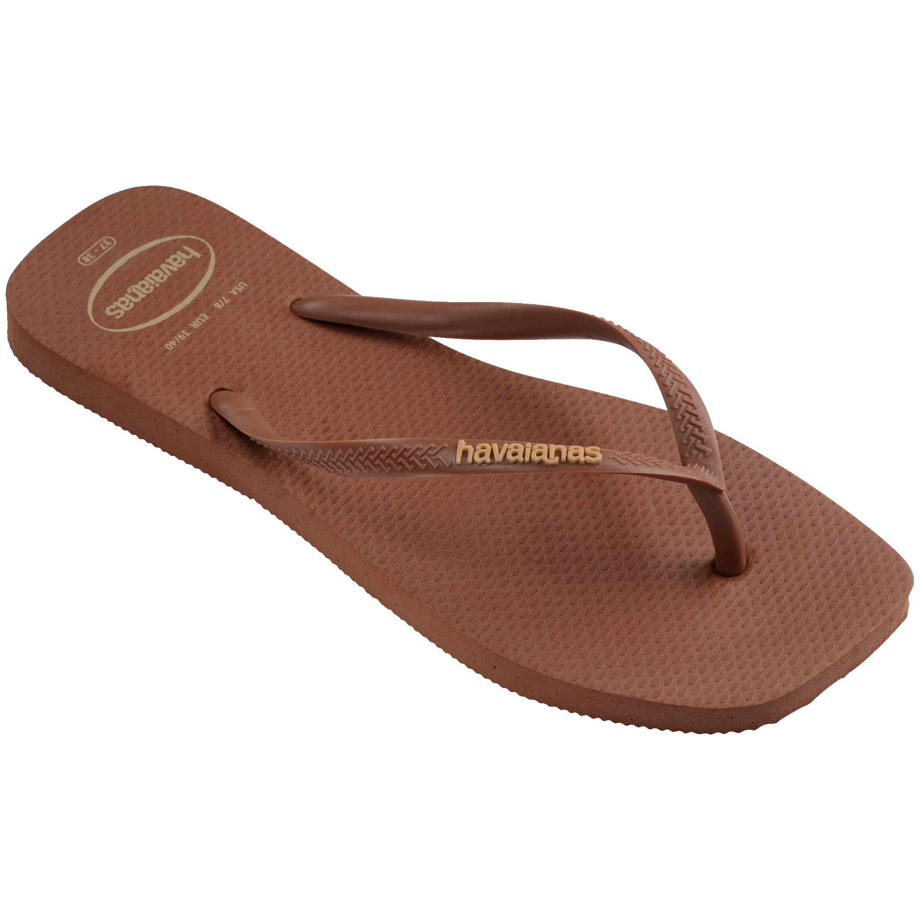 Women's Slim Square Logo Pop Up Flip Flops - RUST